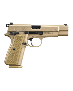 FN 66101069 High Power 9mm Luger 17+1, 4.70" Black Target Crown Steel Barrel, Flat Dark Earth PVD Serrated Steel Slide & Steel Frame w/Beavertail, FDE Textured Polymer Grip, Ambidextrous