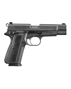 FN 66101115 High Power 9mm Luger 10+1 4.70" Black Target Crown Steel Barrel, Black PVD Serrated Steel Slide & Steel Frame w/Beavertail, Black Polymer Grip, Ambidextrous