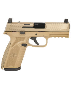 FN 66101380 510 MRD Full Size 10mm Auto 15+1, 4.10" Black Target Crown Steel Barrel, Flat Dark Earth PVD Optic Cut/Serrated Steel Slide & Polymer Frame w/Picatinny Rail, Ambidextrous